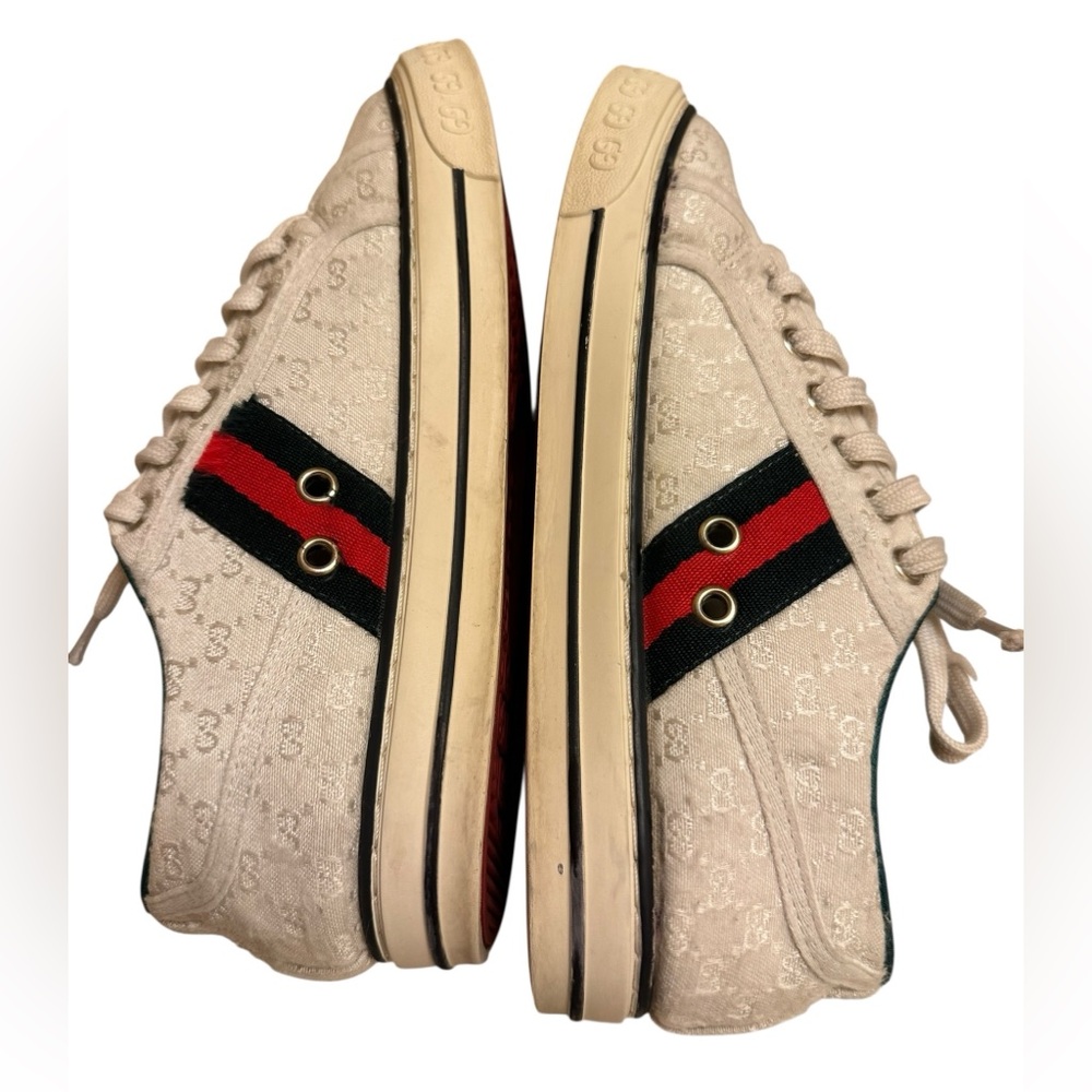 Vintage Gucci Beige tennis 1977 classic monogram Sneakers size 38/39 - Picture 4 of 11